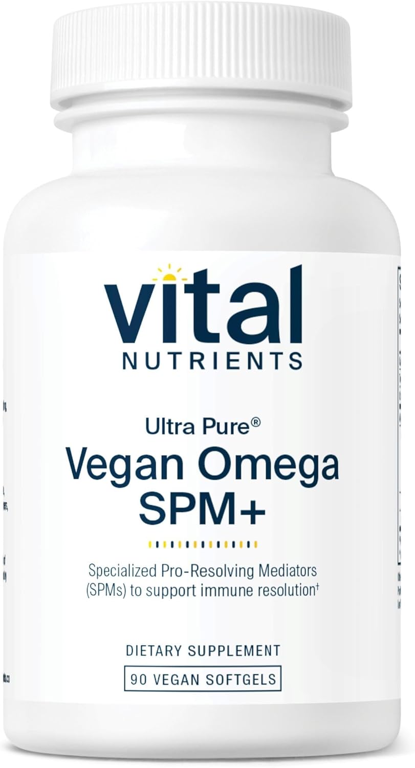 Vital Nutrients Ultra Pure® Vegan Omega SPM+ - Vegan Specialized Pro-Resolving Mediators (SPM) Omega-3 Supplement - Minor Joint Discomfort Relief* - Gluten, Dairy, Soy Free, Non-GMO - 90 Mini Softgels