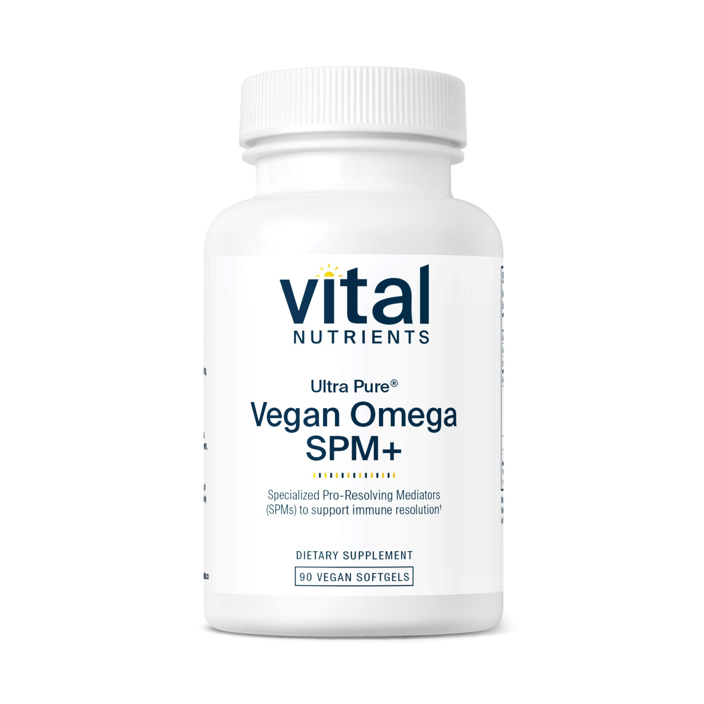 Vital Nutrients Ultra Pure® Vegan Omega SPM+ | Vegan Specialized Pro-Resolving Mediators (SPM) Omega-3 Supplement | Minor Joint Discomfort Relief* | Gluten, Dairy, Soy Free, Non-GMO | 90 Mini Softgels