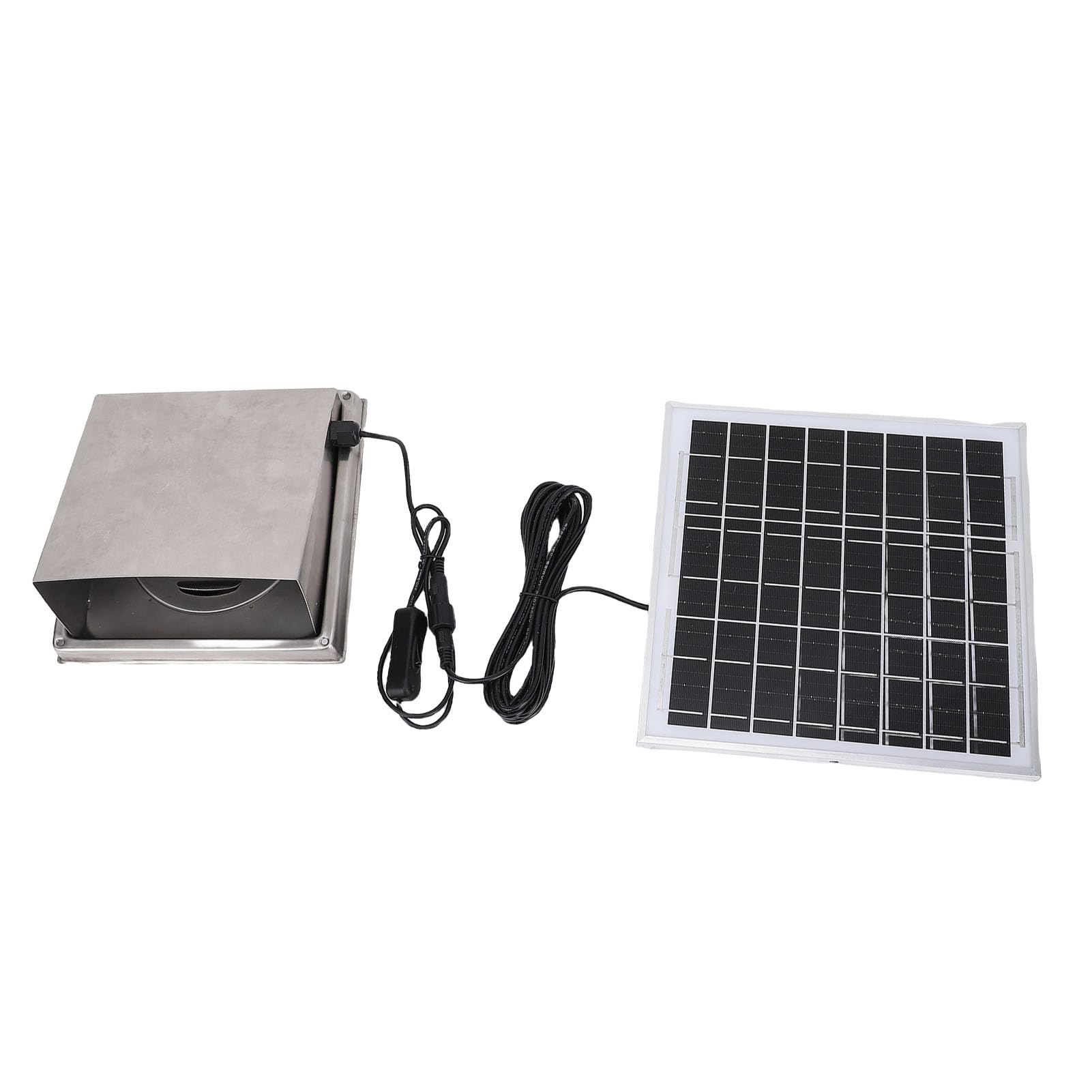 Rengue Extractor de Aire Solar, Kit de Ventilador de Panel Solar de Acero Inoxidable de 12 V con Panel Monocristalino de 8 W, Ventilación con Campana de Lluvia IP67 para Cobertizo de Gallinero de