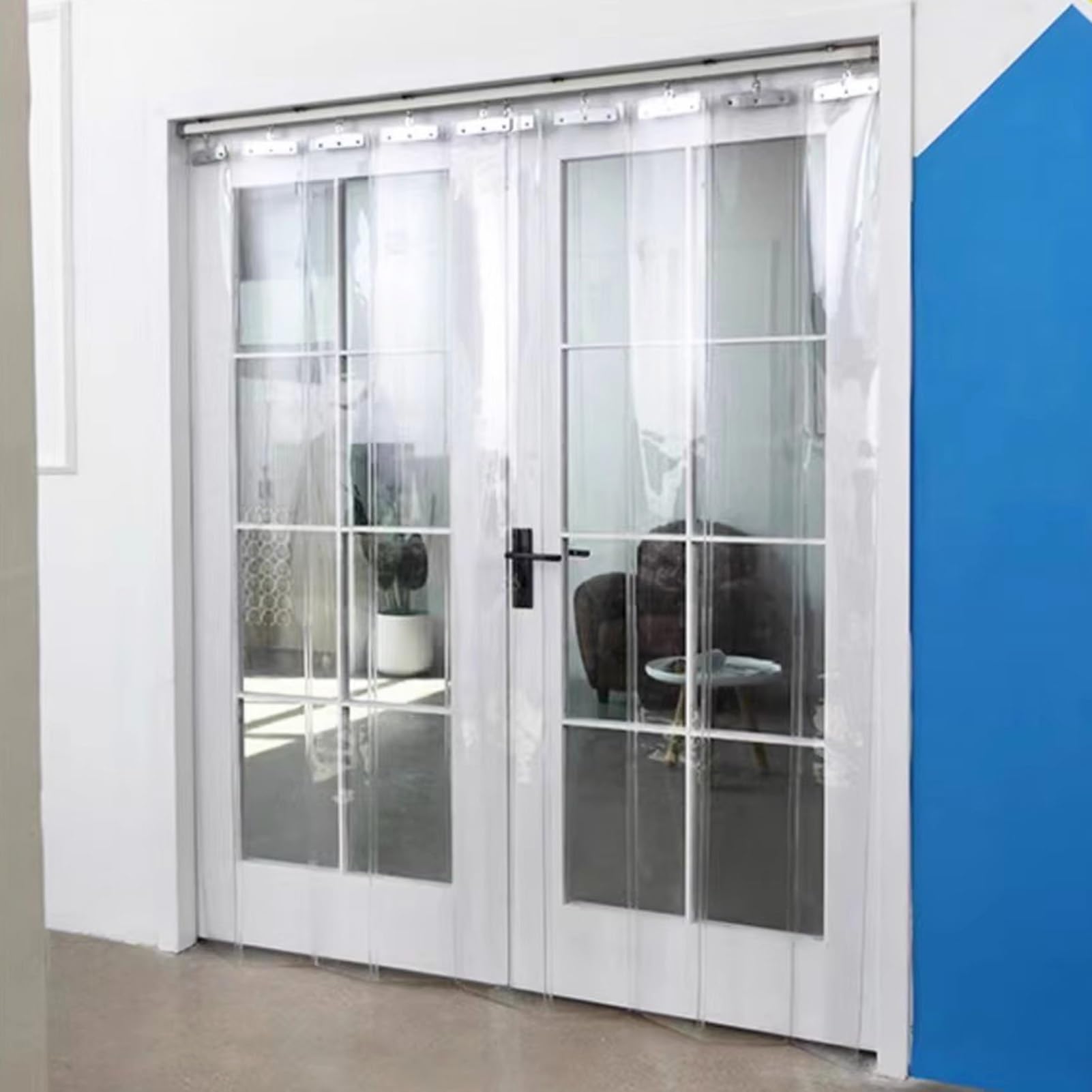 PVC-Streifen Vorhang Kit für Gefrierschrank, Keller, Fabrik, Garage und Schiebetüren