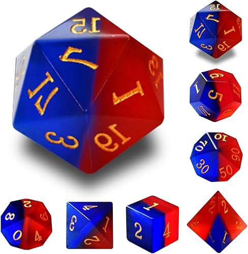 Miniatura 2 de Juego de dados DND de piedras preciosas, juego de dados poliédricos de piedra de sandía roja real para dados de juego de mesa de mazmorras y dragones