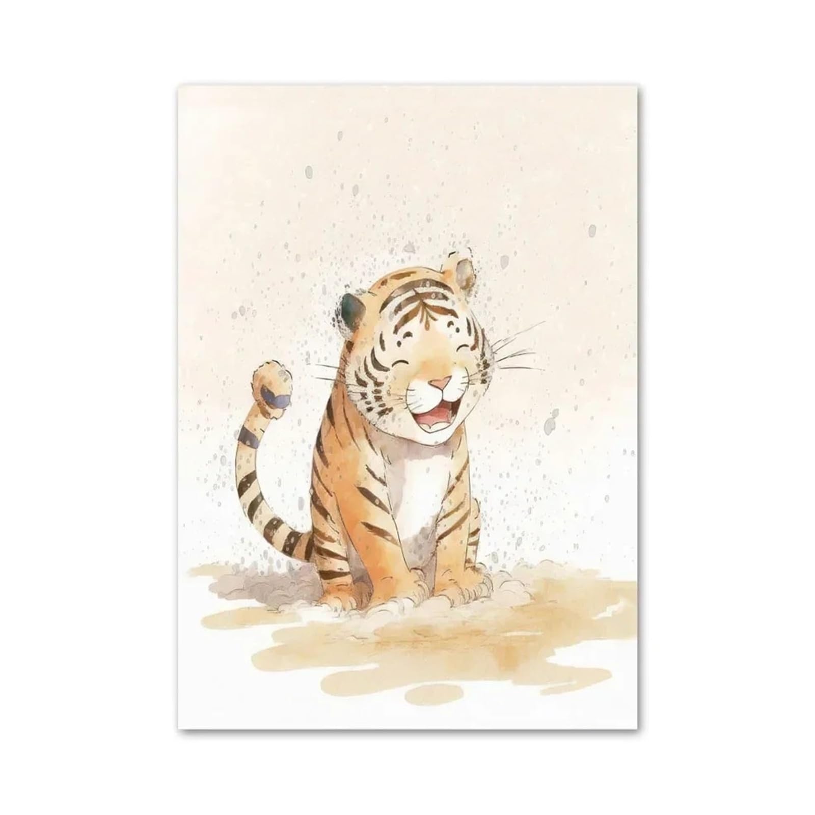 BYAMBD Aesthetic Pictures Smile Lion Sloth Rabbit Tiger Elephant Fox Dog Wall Art Canvas Posters Cute Animals Prints Nursery Home