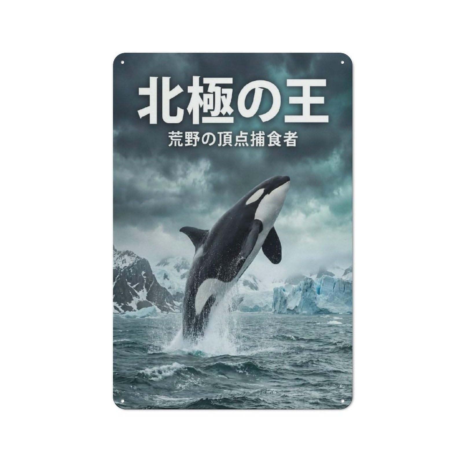 Junmoney Style-22 Orca Leaping In Arctic Waters Industrial-Style Metal Sign 30X20cm For Living Room Wall, For Collectors Decorating Living Rooms And Feature Walls