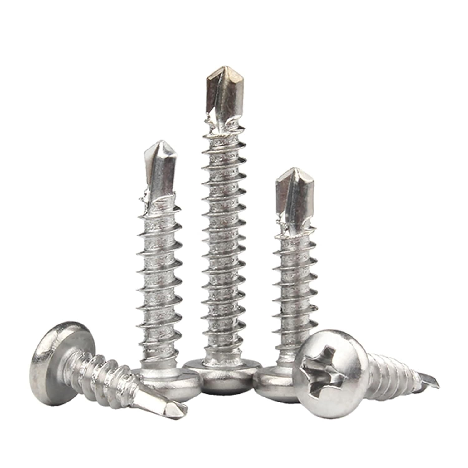 200PCS, viti in acciaio inossidabile Viti a vite singola, viti per legno multiuso, 6#8#10#12#14 Phillips Vite autofilettante in acciaio inossidabile Vite autofilettante Bullone M3.5-M6.3