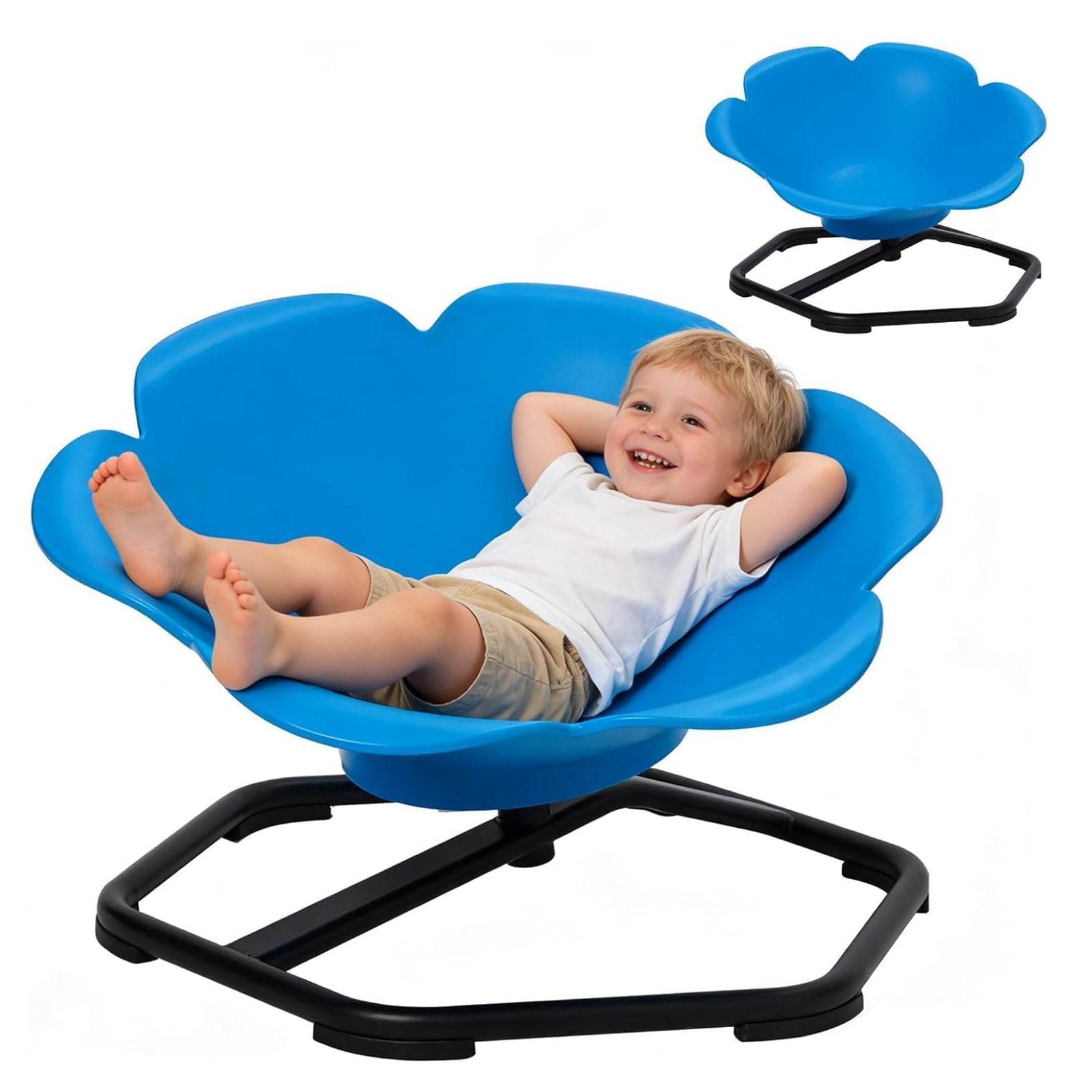 Extra Large Spinning Chair for Kids, Teens, Autism 360° Swivel Sensory Seat, 65cm Wobble Seat with Armrest and Back Support for Autistic & ADHD Children, Sit and Spin Training Body Coordination (Blue) — image 1