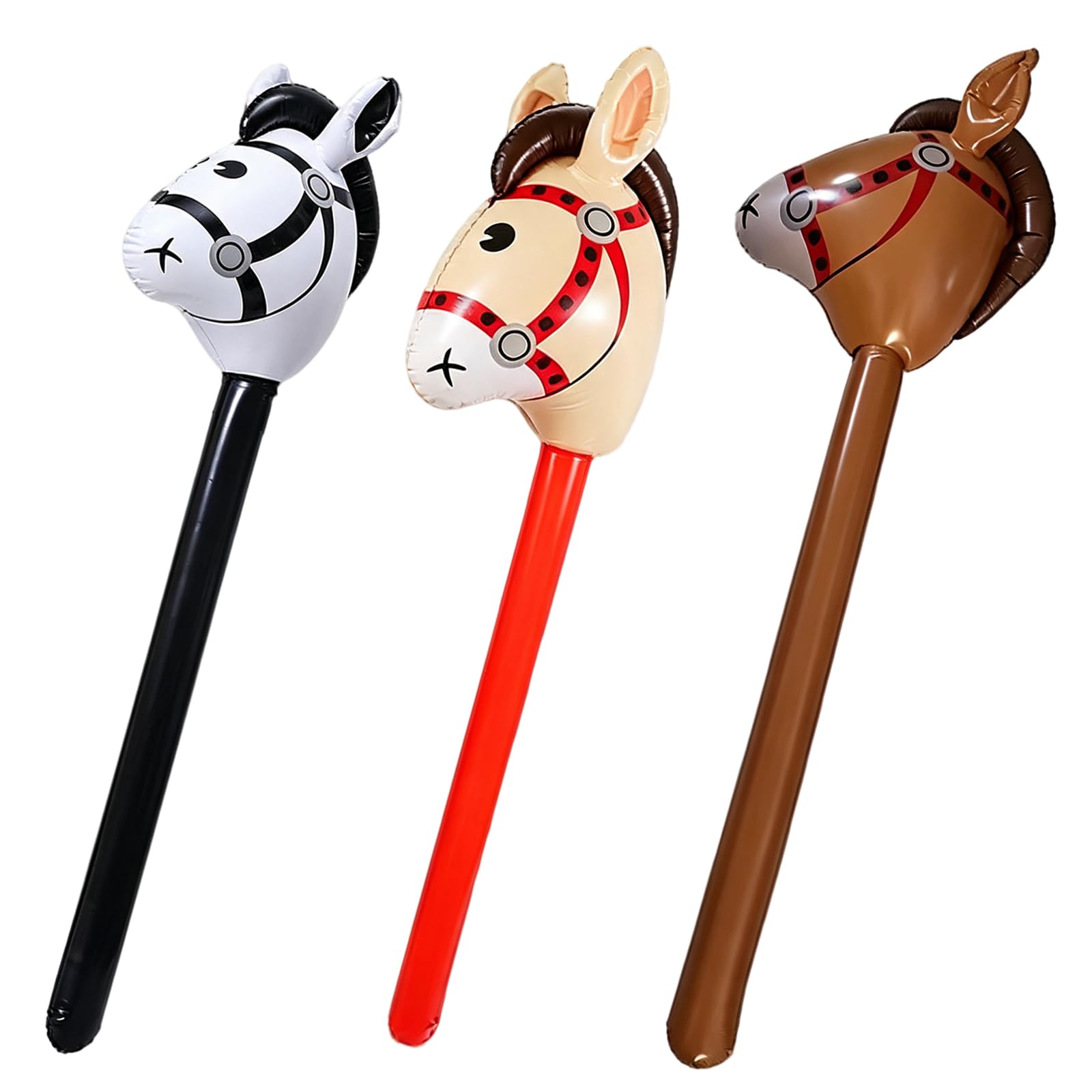 wudulangmany 3Pcs Inflatable Horse Stick, Western Party Props for Cosplay