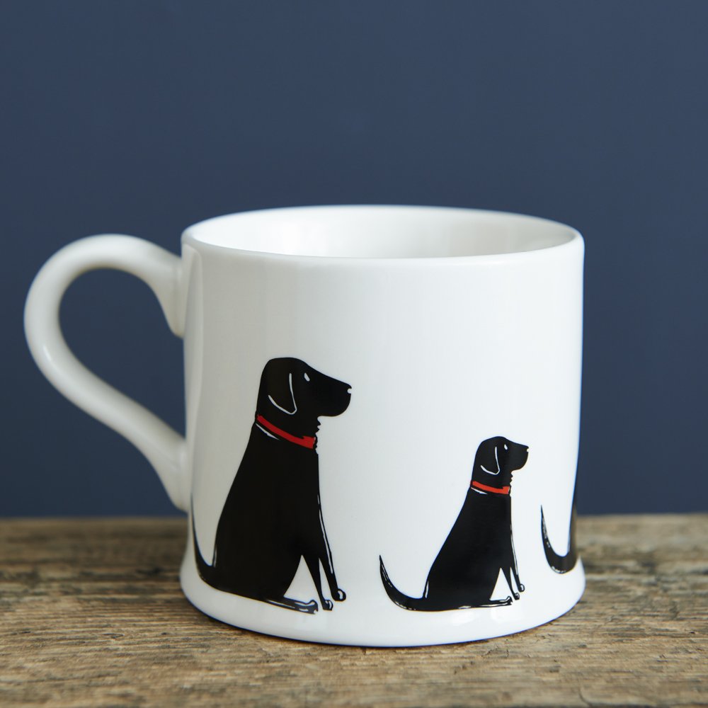 Sweet William Designs Black Sweet William Labrador Mug (Row Of Labs)