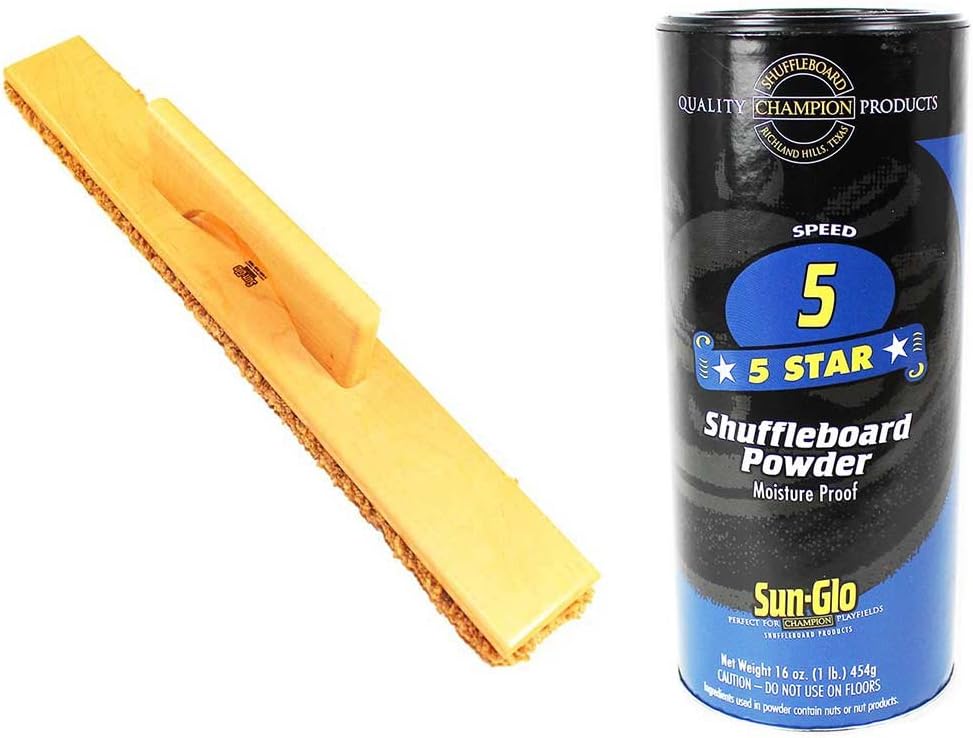 Sun-Glo Speed #5 Shuffleboard Table Powder Wax Bundled with a Shuffleboard Sweep