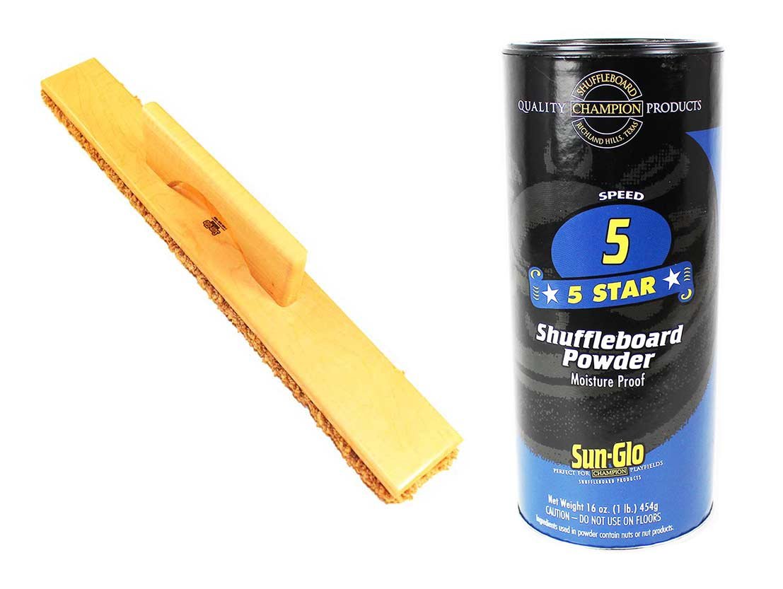 Sun-Glo Speed #5 Shuffleboard Table Powder Wax Bundled with a Shuffleboard Sweep