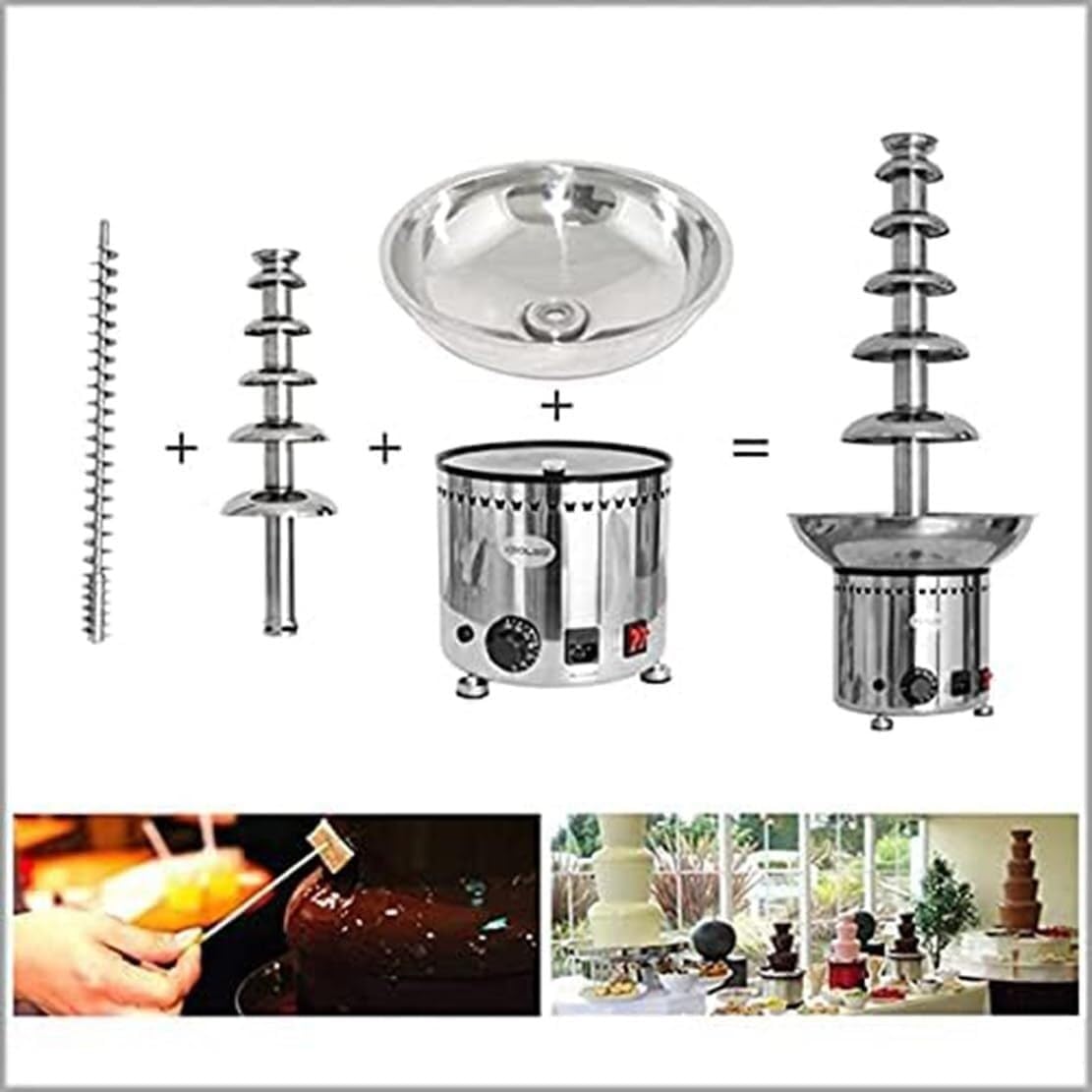 Chocolate Fondue Set, Electric Chocolate Fountain Machine, Commercial Chocolate Melting Machine for Party Birthday Wedding Chocolate Cheese BBQ Sauce (7Tier)