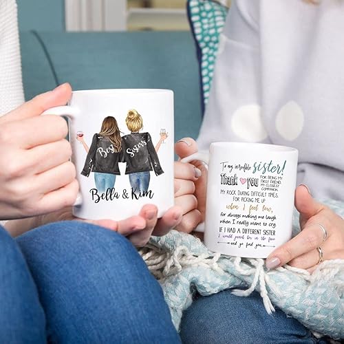 Miniatura 6 de Taza personalizada para hermana, taza de café con nombres, tazas personalizadas para hermanas, regalos de Navidad o cumpleaños para hermana de parte