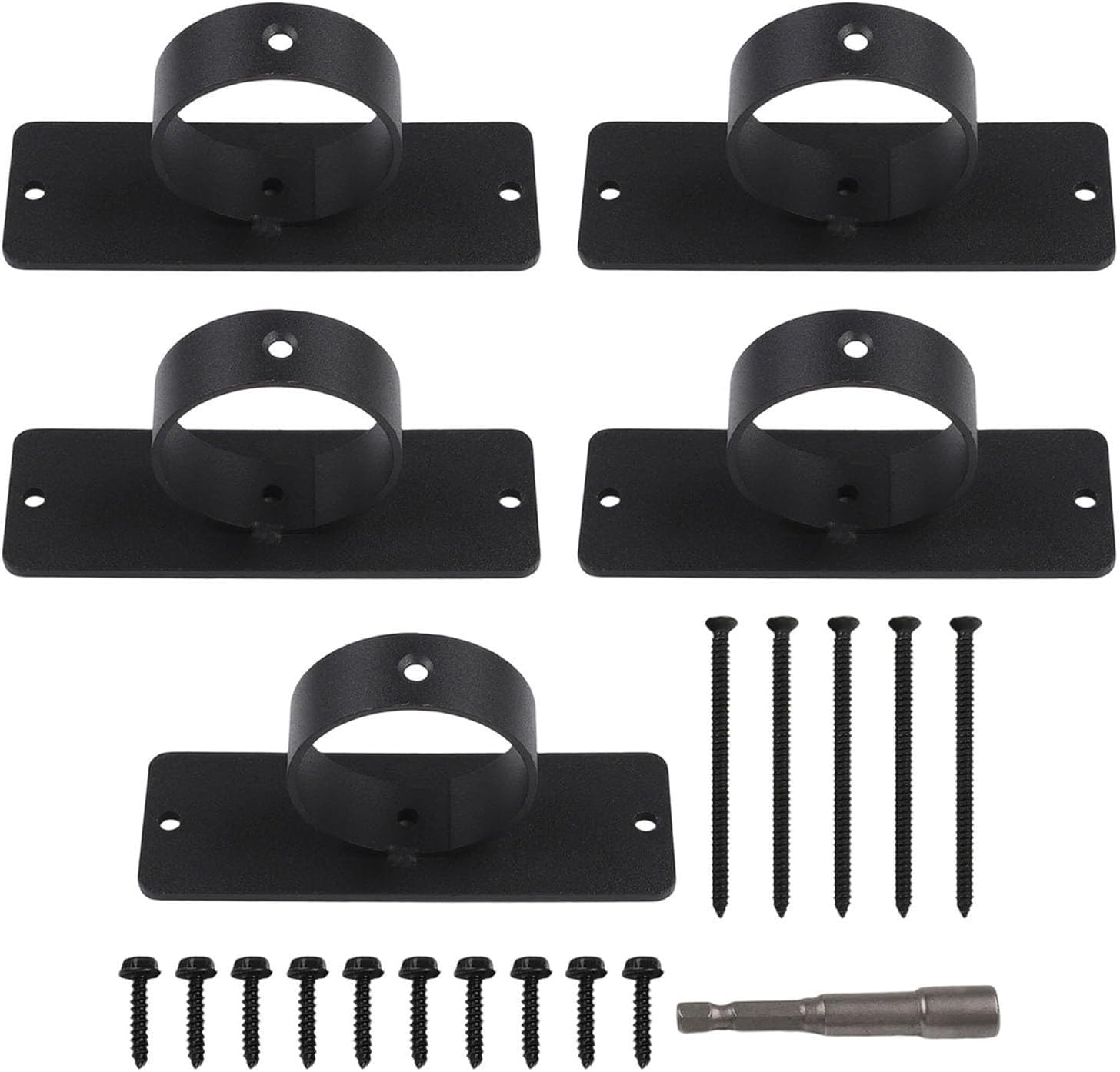5-Pack Black Rope Fence Brackets, 304 Stainless Steel Ring Rope Support for Railings Docks Garden Decor, Holds up to 2 Inch Ropes