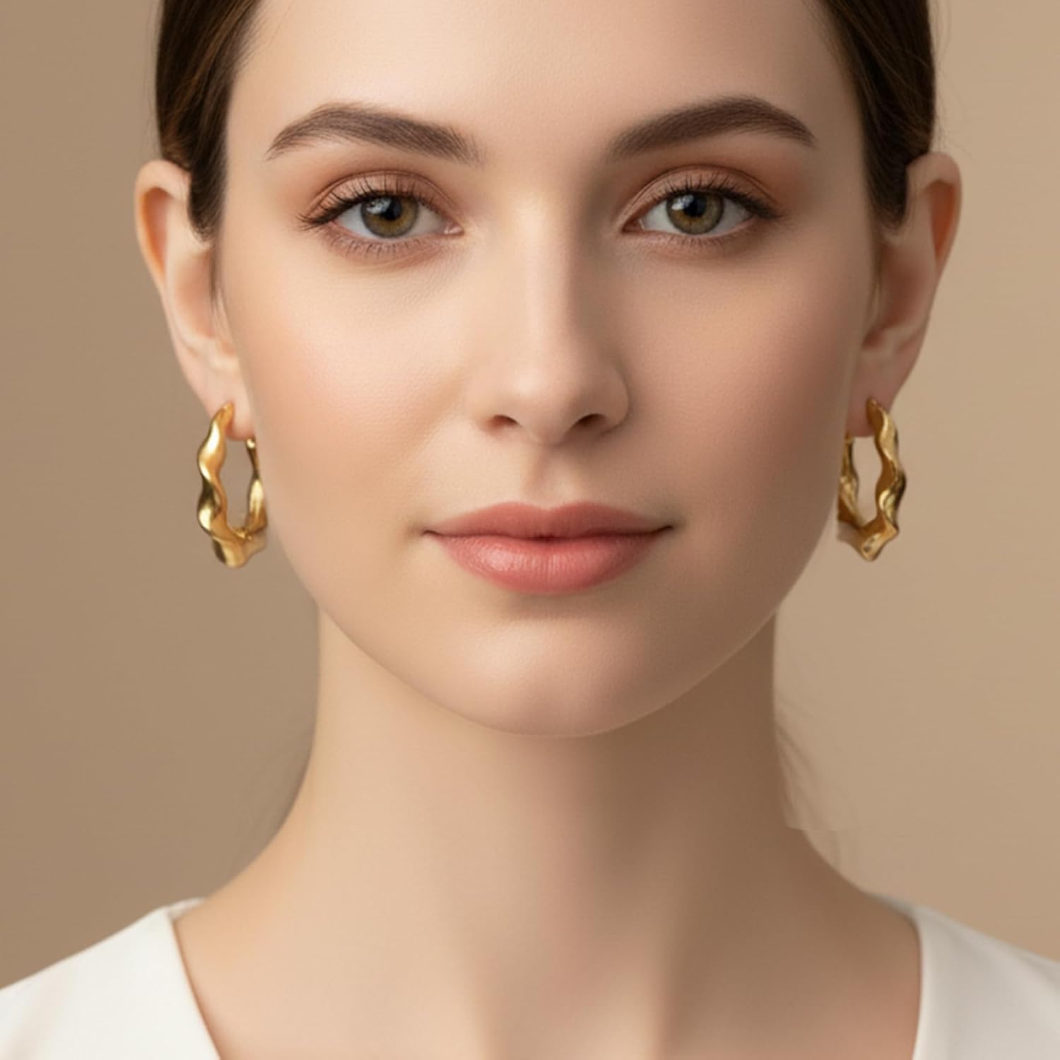 Chunky Gold Hoop Earrings for Women 18K Gold Plated Thick Hoops Earrings Big Chunky Hoop Earrings - Image 4
