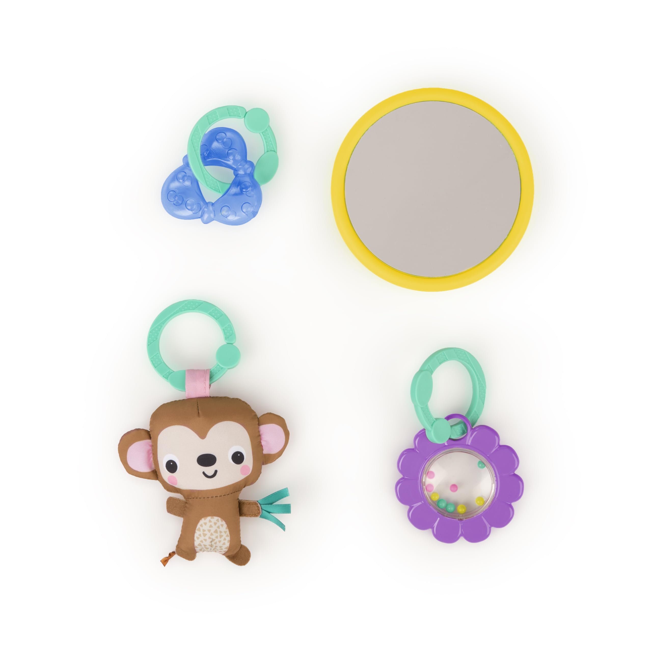 Bright Starts Kwiatowy Safari Baby Activity Gym Można prać w pralce mata do zabawy z 4 zabawkami, noworodek i więcej - różowy i fioletowy, 80 x 80 x 45 cm