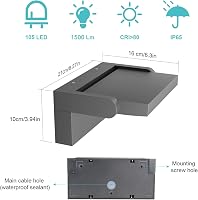 Aplica LED de perete Klighten 24 W pentru interior/exterior, IP65, reglabilă (dimmabilă), control prin aplicație, temporizator, panou rotativ, gri închis, 1500 lm, 3000-6000 K 7
