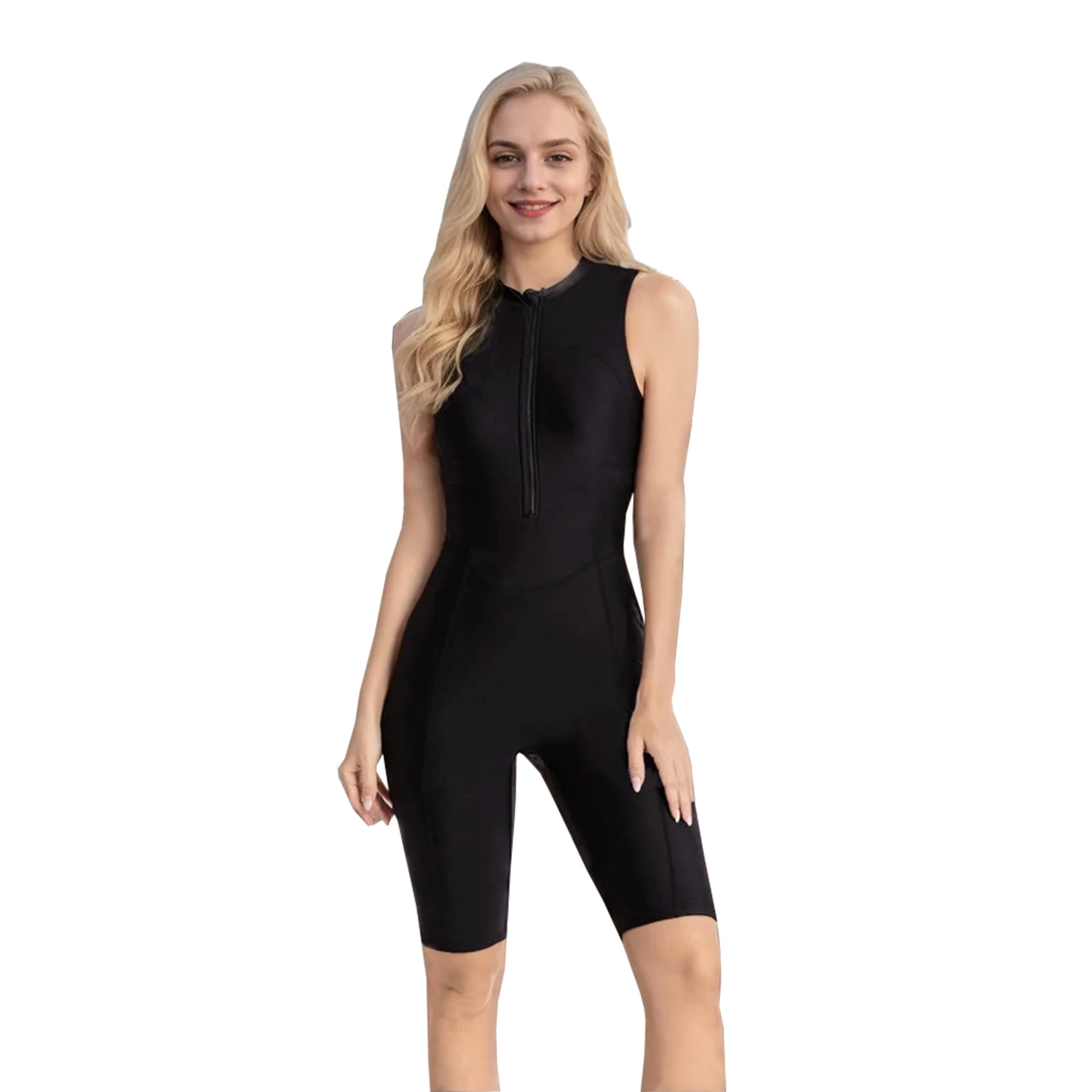 Traje de Baño para Mujer,Sin Mangas,Pantalón Medio/Corto,Cuello Alto,Traje de Baño para Chica Monokini