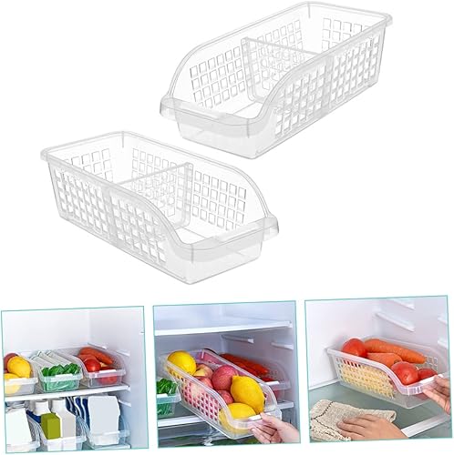 Miniatura 8 de Hemoton 2 unidades de contenedores de almacenamiento transparentes para refrigerador, soportes de alimentos para frutas, verduras, cajas de