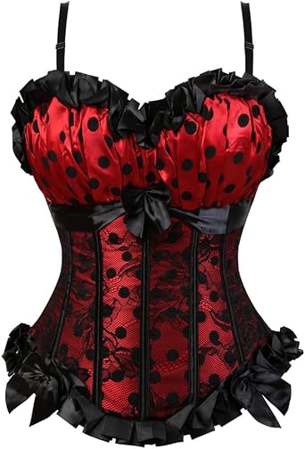 Grebrafan Womens Corsets Vintage Floral Polka Dot Corset Bustier Top