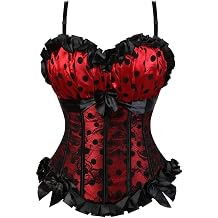 Grebrafan Womens Corsets Vintage Floral Polka Dot Corset Bustier Top