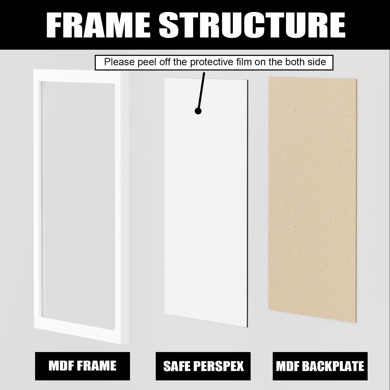 Hiyzaun A3 Picture Frame, Pack of 3 White Poster Frame for A3 Print, 29.7x42cm Photo Frames, Wall Mounted - Image 3
