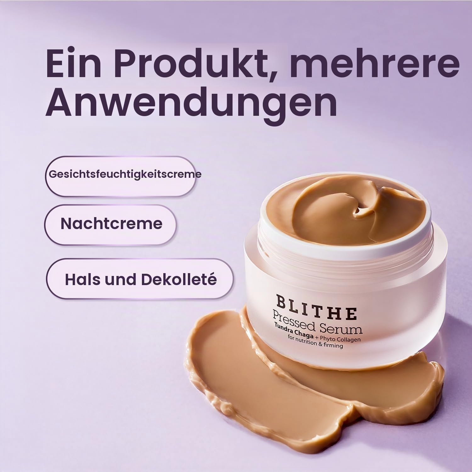 BLITHE Pressed Serum Tundra Chaga – Anti-Aging Gesichtscreme, Koreanisches Serum mit Chaga-Extrakt für straffe Haut, intensive Feuchtigkeit, nährende Pflege (50 ml)