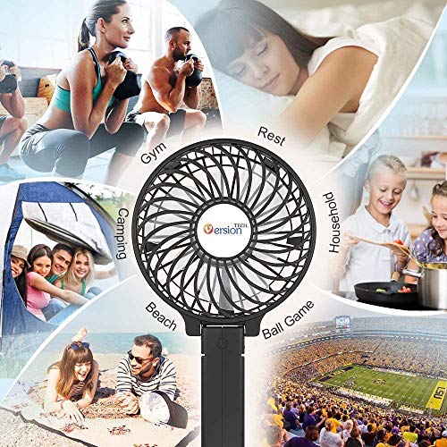 Versiontech. Mini Handheld Fan, Usb Desk Fan, Small Personal Portable Table Fan With Usb Rechargeable Battery Operated Cooling Folding Electric Fan For Travel Office Room Household Black #TOP6
