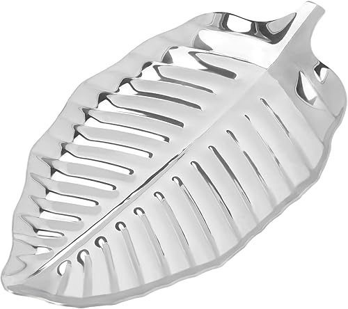 Soporte para cuchara para encimera de cocina, soporte de cuchara de hoja plateada para estufa, estante de cuchara de cocina de acero inoxidable,