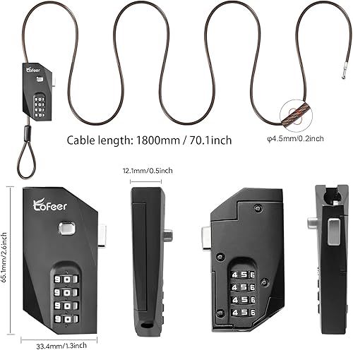 Miniatura 4 de Candado de cable de combinación ajustable, cable de acero de 6.5 pies para cámara de sendero, kayak, equipaje, maleta, casco, aleación de zinc,