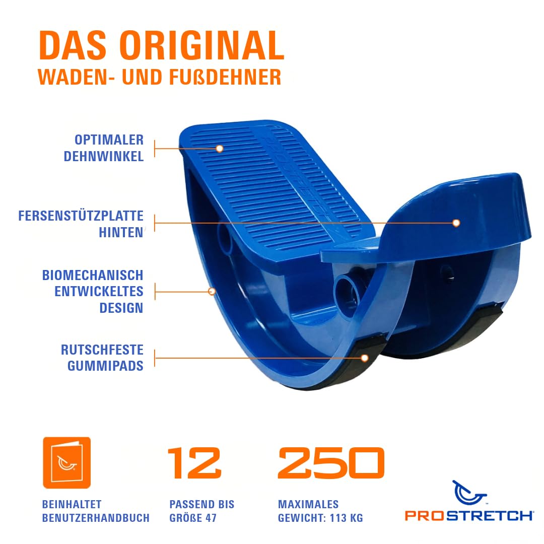 ProStretch Original Waden- & Fußdehner – Lindert Fersenschmerzen, Plantarfasziitis, Achillessehne – Rutschfest, Bis Größe 47
