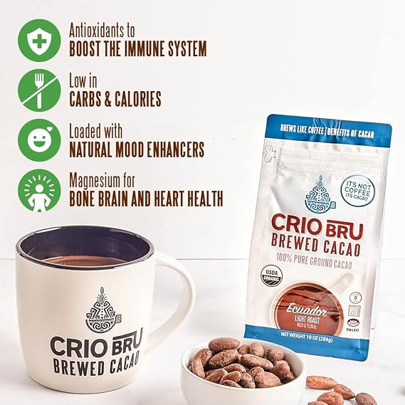 Crio Bru Brewed Cacao Double Chocolate Light Roast Coffee Alternative 24oz