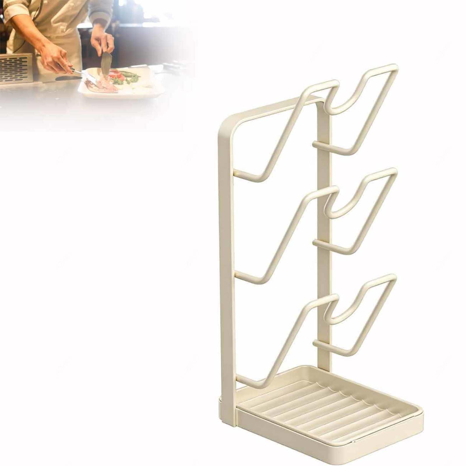 WXJHNYBS Kitchen Pot Lid Storage Rack, 2 Layer/3 Layer Kitchen Organisation with Drip Tray Pot Lid Holder for Countertop,B-Triplelayer