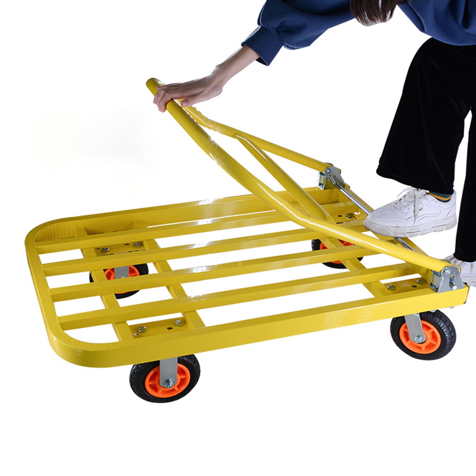 Składany wózek transportowy, ciężki, aluminiowy wózek platformowy, obciążenie 200 kg, wózek z kółkami, przenośny, składany, 90 cm