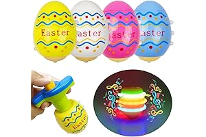 4 Pack Easter Eggs Light Up Spinning Tops with Flashing LED Lights for Kids