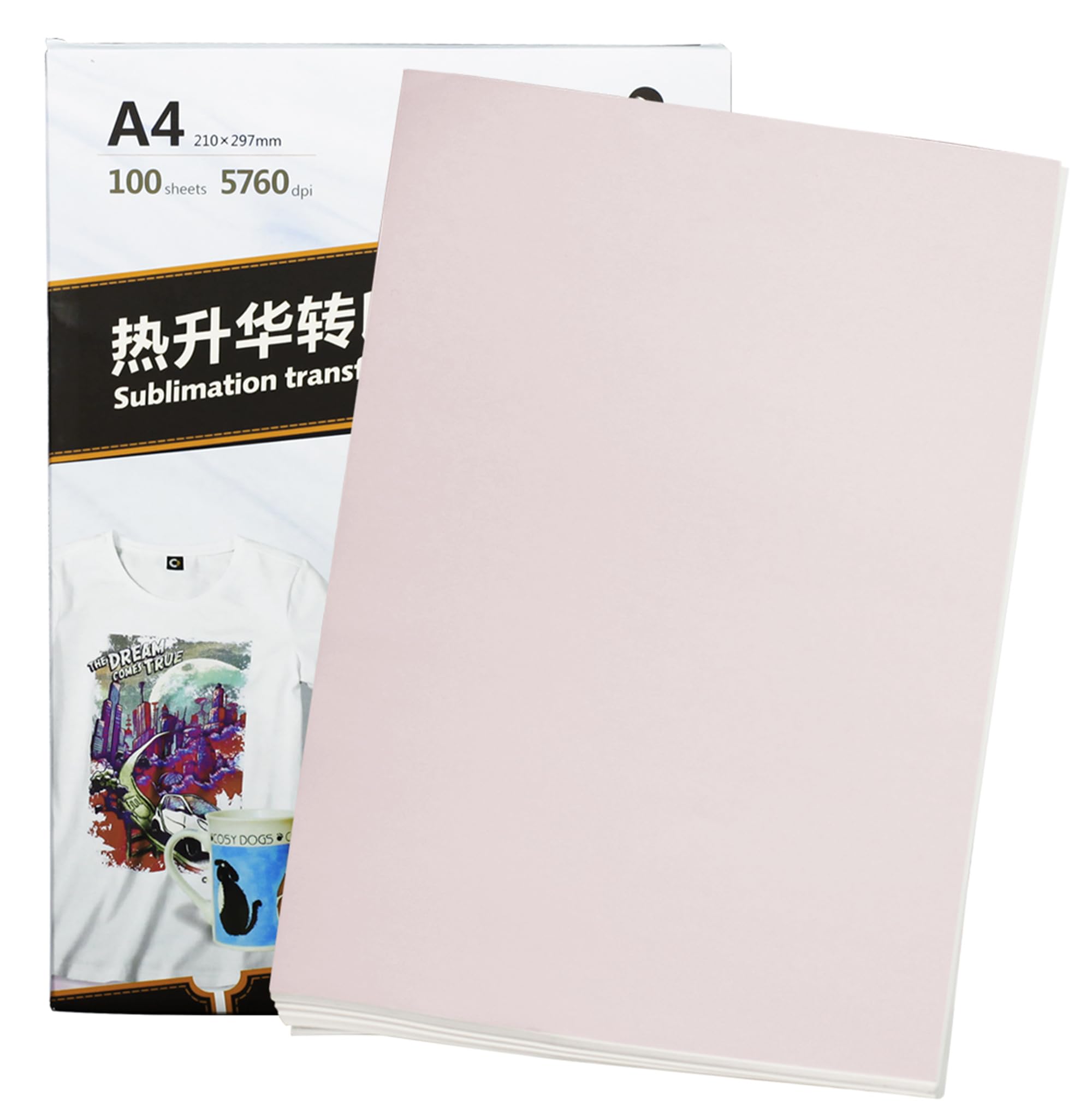 Sublimationspapier, A4, 210 x 297 mm, 125 g/m², schnell trocknend, wischfest, für Tintenstrahldrucker mit Sublimationstinte (100 Blatt)