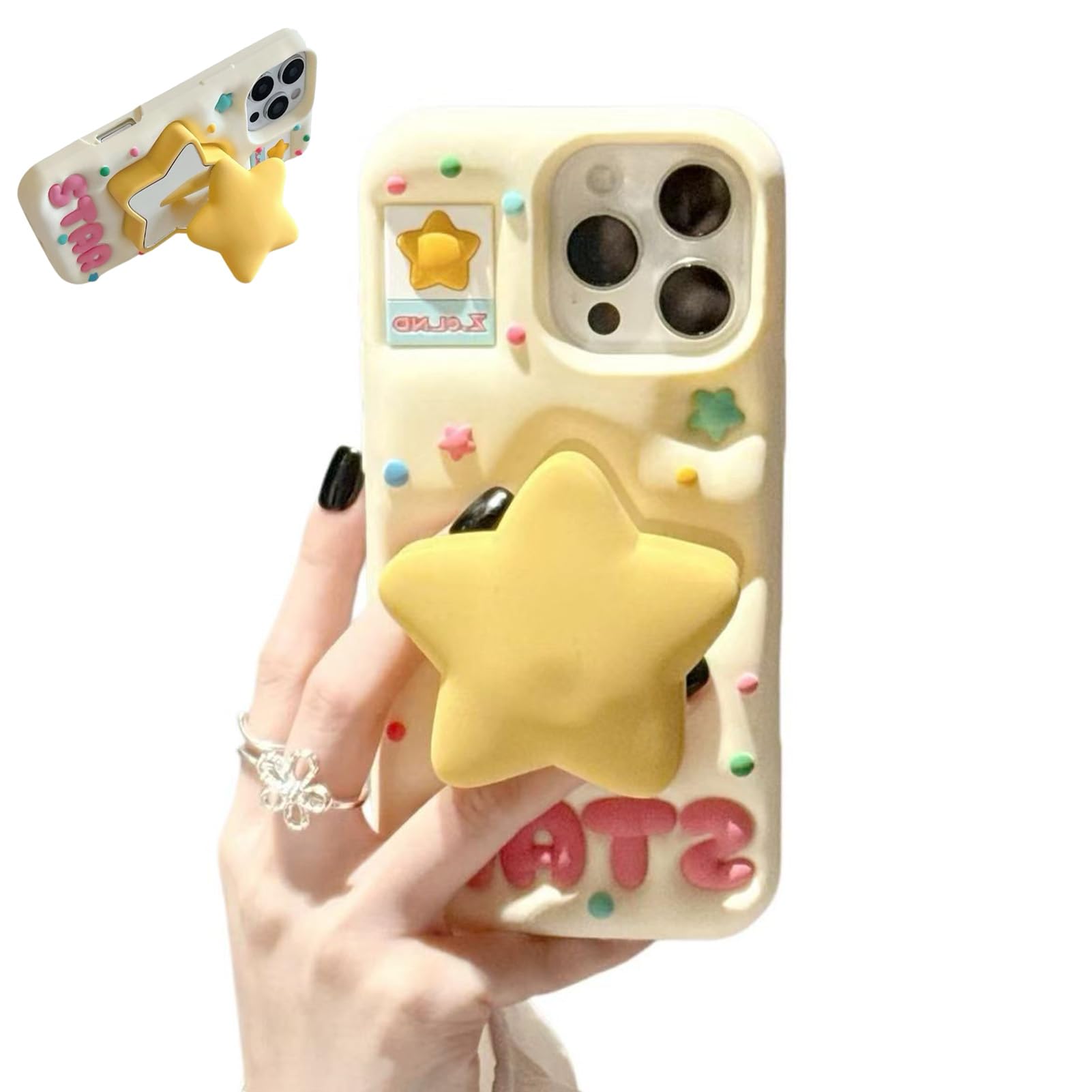 Coque iPhone 17 Pro Max silicone étoiles support 3D miroir de protection - 8
