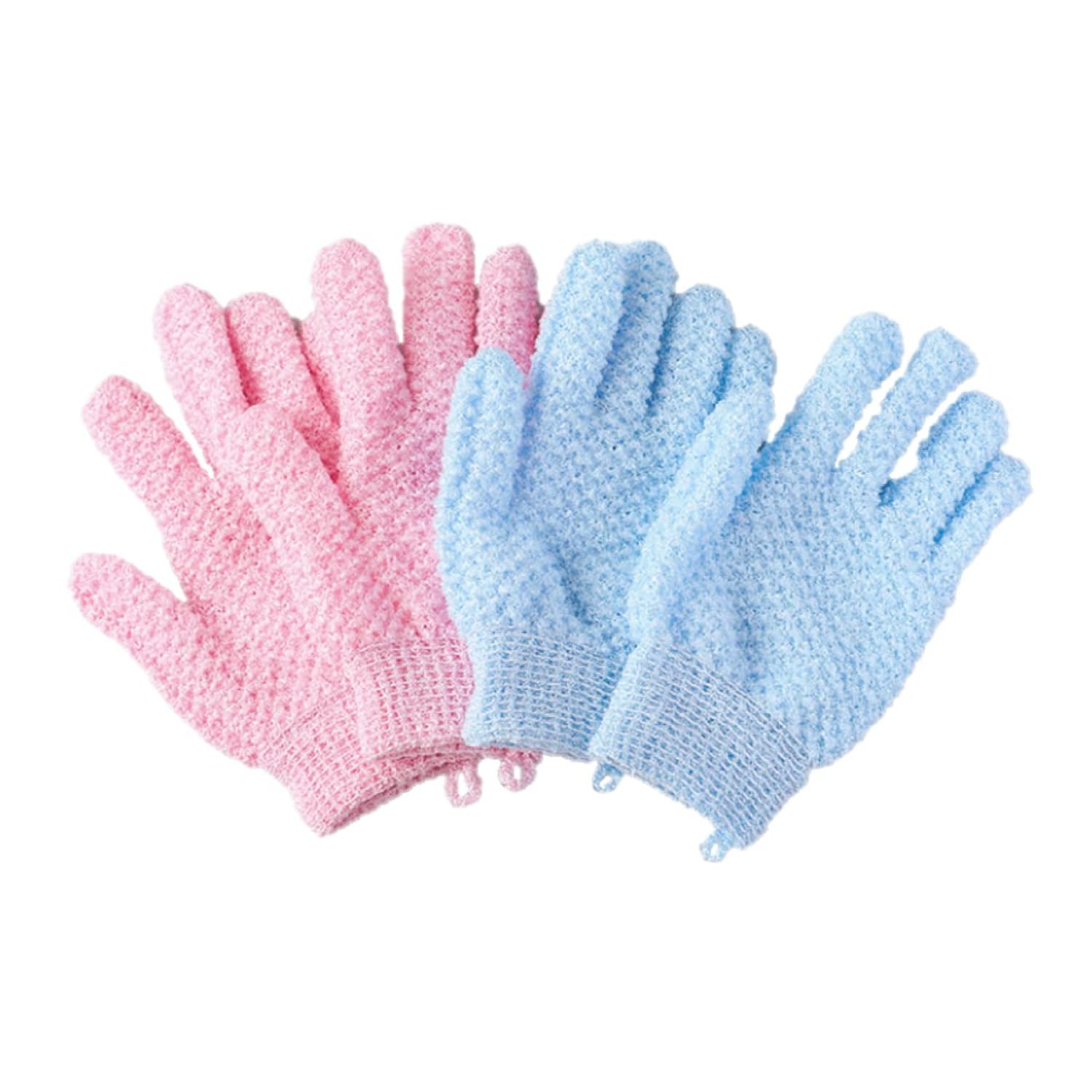 1 Pair Exfoliating Gloves, Shower Glove for Women Men, Wash Gloves for Shower, Deep Cleansing Exfoliating Mitt Bath Glove Wash Dead Skin Remover Exfoliate Body Scrubber (Sky Blue & Baby Pink)-image-14
