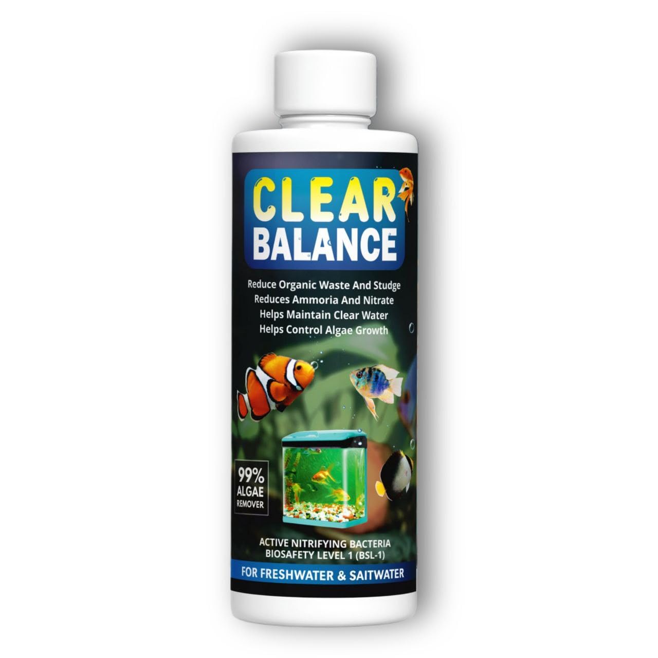 Scentora Clear Balance Water Purifier Algae Remover, Moss Remover, Aquarium and Fish Tank Cleaner, 100% Fish Safe Aquarium Tank Biological Water Purifier Agent (200ml Each) (200ml)