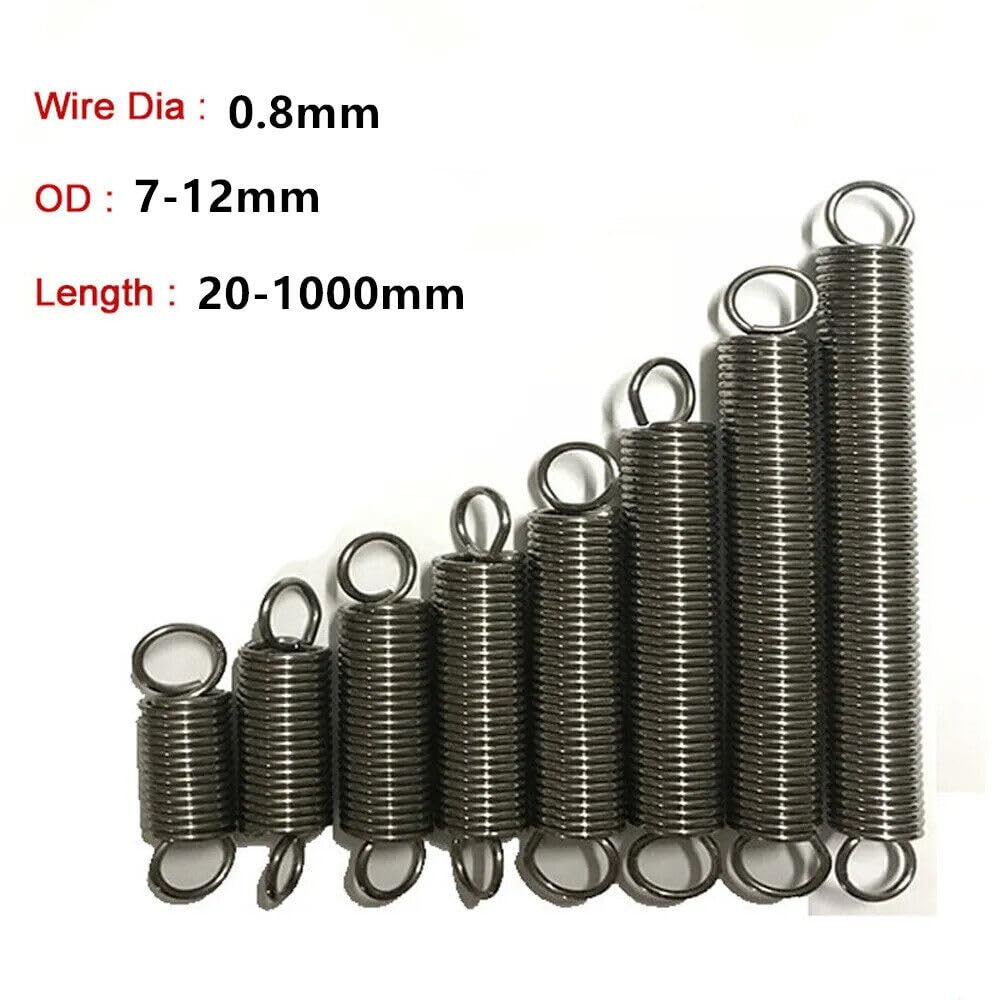 1pcs Expansion Springs Hook Tension Stainless Steel All Sizes Wire Diameter 0.8mm Outer Diameter7-12mm Length 20-1000mm (0.8 x 7 x 60mm)