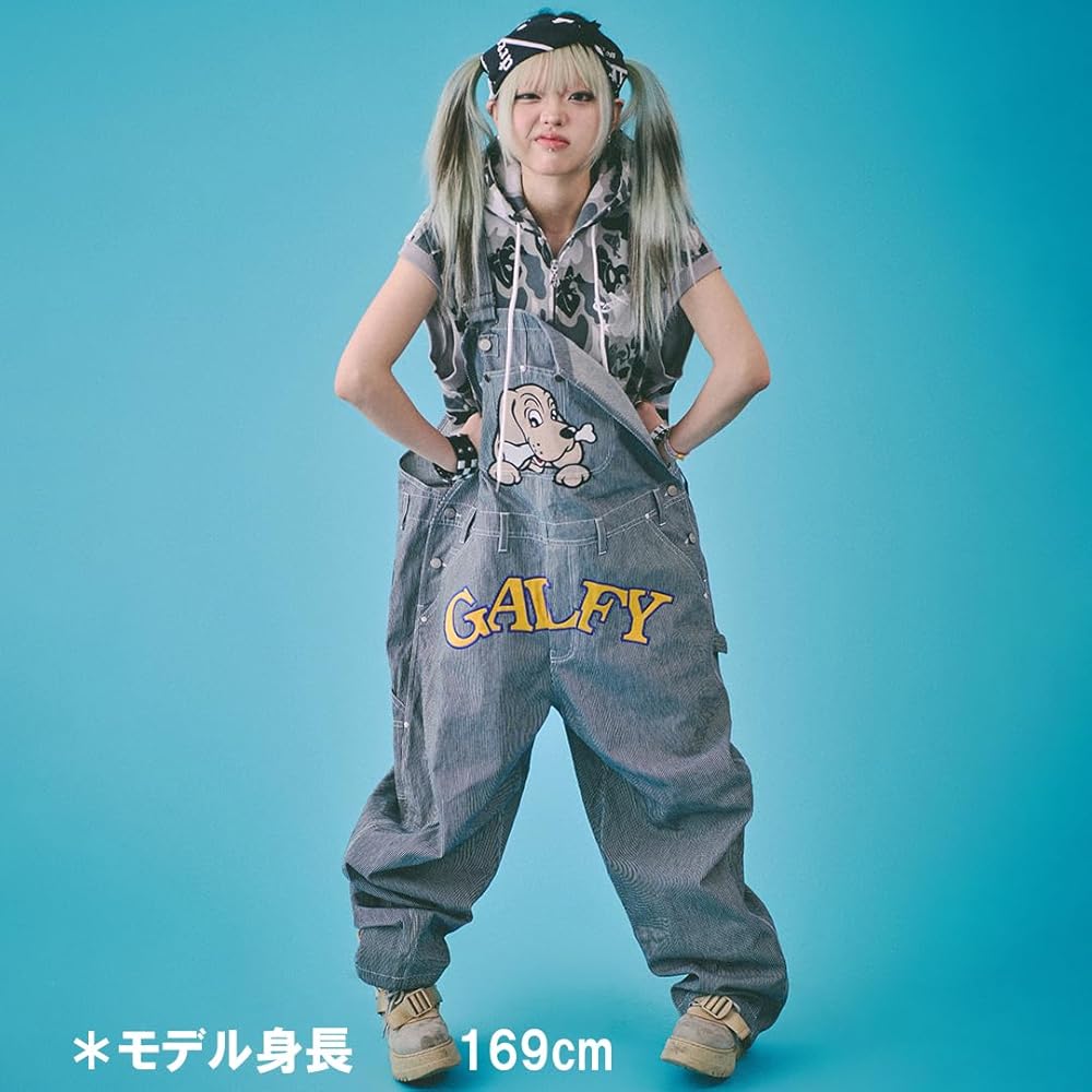 ガルフィー GALFY デニム総柄オーバーオール Amazon.co.jp: 【GALFY/ガルフィー ダボ オーバーオール