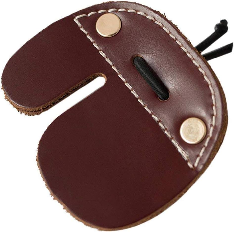 Gaoominy Cowhide Archery Finger Tab For Recurve Bows Hunting Finger Protector Brown