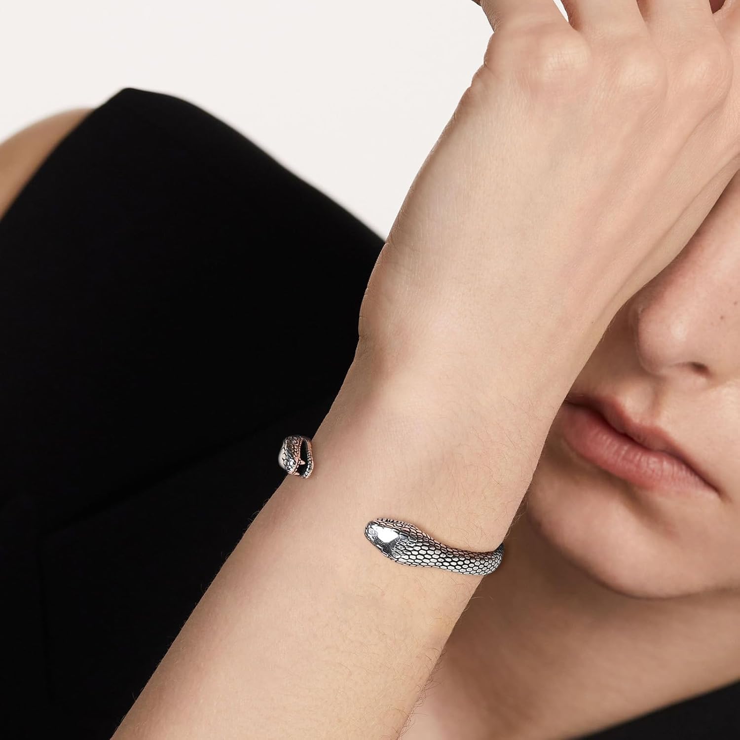 HZMAN Snake Cuff Bracelet for Men Gothic Punk Stainless Steel Double Snake Heads Cuff Bracelet Biker Bracelet Jewelry Gift - Image 2