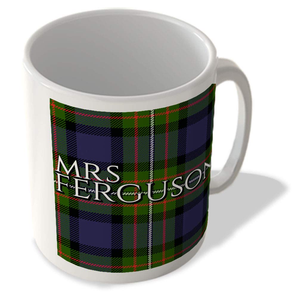 Mcmug White - Mrs Ferguson - Ferguson Modern Tartan - (Full Background) - Scottish Mug, Ceramic, 11Fl.oz.