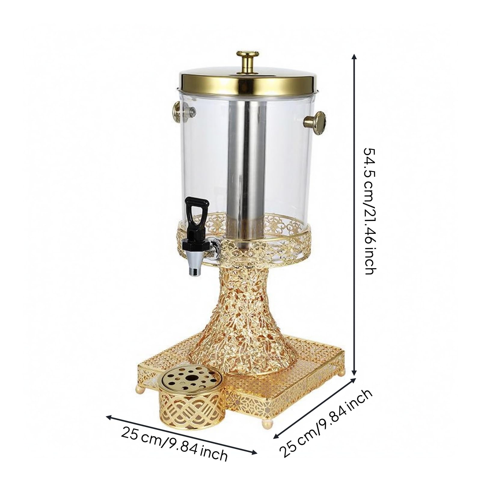 Dispensador Comercial Contenedor Servidor con Barril Transparente de 8 L y Detalles de Enrejado de Hielo y Grifo Frontal Adecuado para Desayunos Cafeterías Líneas de Servicio, Estilo A