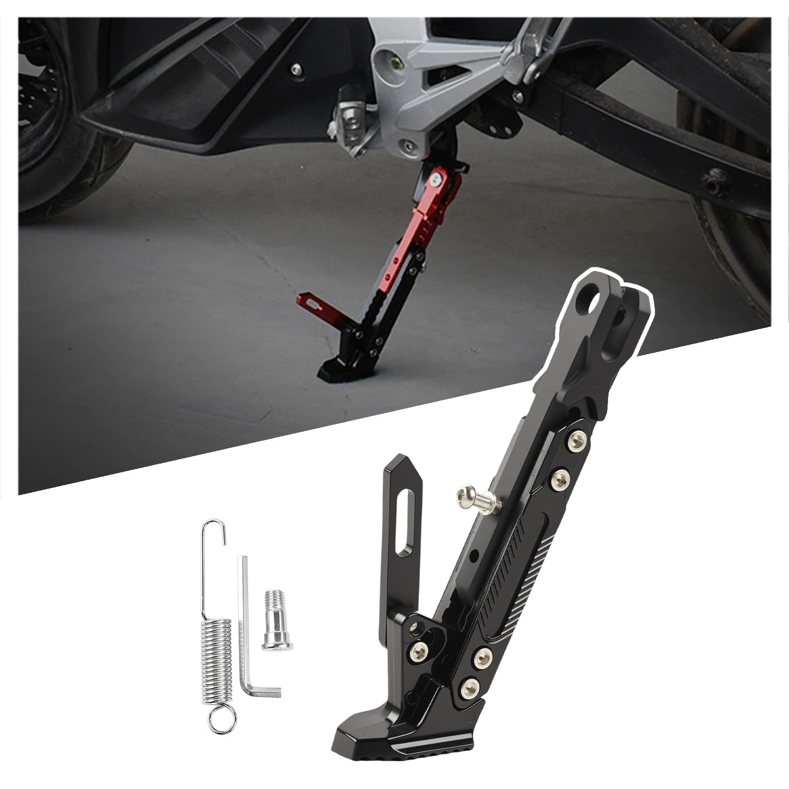 AFGJHYT Motorcycle Kickstand for BMW C400X Scooter 2023, Adjustable Side Stand Extension, CNC Aluminum Motorcycle Kickstand, Height Adjustable Side Stand Upgrade,A Black