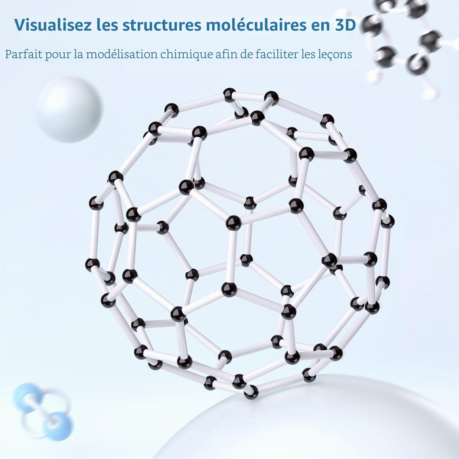 818 Pièces Kit de Modèle Moléculaire de Chimie,Modèle Moléculaire de Chimie Kit,Kit de Molécules Organiques pour Enseignants Étudiants Scientifiques Classe de Chimie