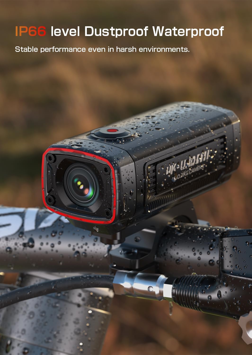 AKEEYO AKY-710S Telecamera per Moto/Bici 4K 28fps, 2K 55fps,Grandangolo 142°, IP67, 5MP, Registrazione Loop e di Emergenza, Monitoraggio Parcheggio,Bicicletta,Sport All'aperto,Scheda da 64GB