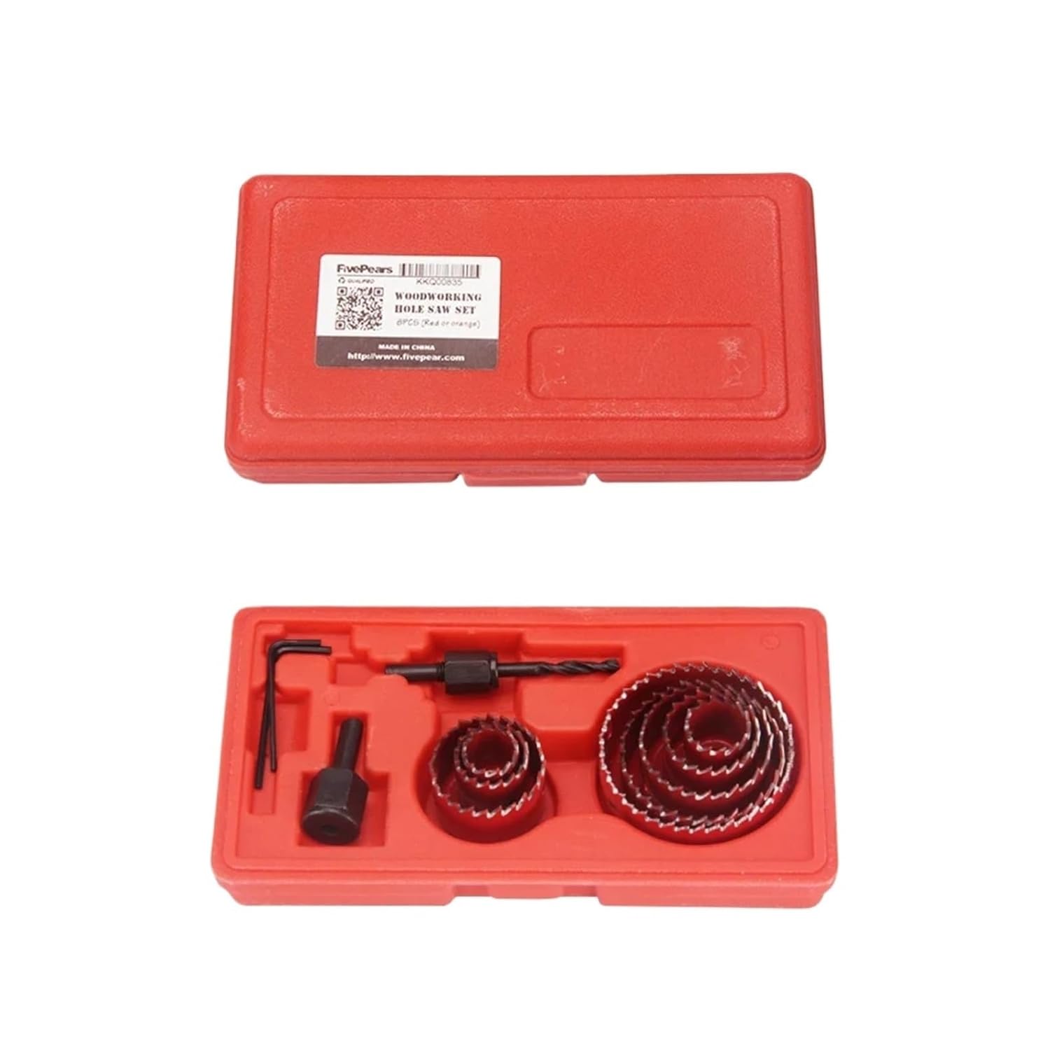 Hole Saw Kit HCS 19-127mm Hole Cutter Saw Wood Metal Drilling Power Tool Core Drill Mandrels Bits Woodworking Cutting Set Kit Professional(Red 8PCS)