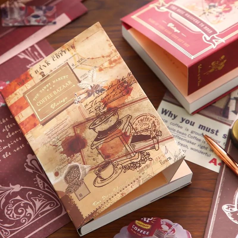 Image of GDNK 346pcs Vintage Journal Scrapbook Pack Kit for Art Journaling Bullet, Planners DIY Paper Stickers, Craft Kits Notebook, Collage Album Aesthetic Sticker (Moonlight) (Brown Coffee Bazaar)