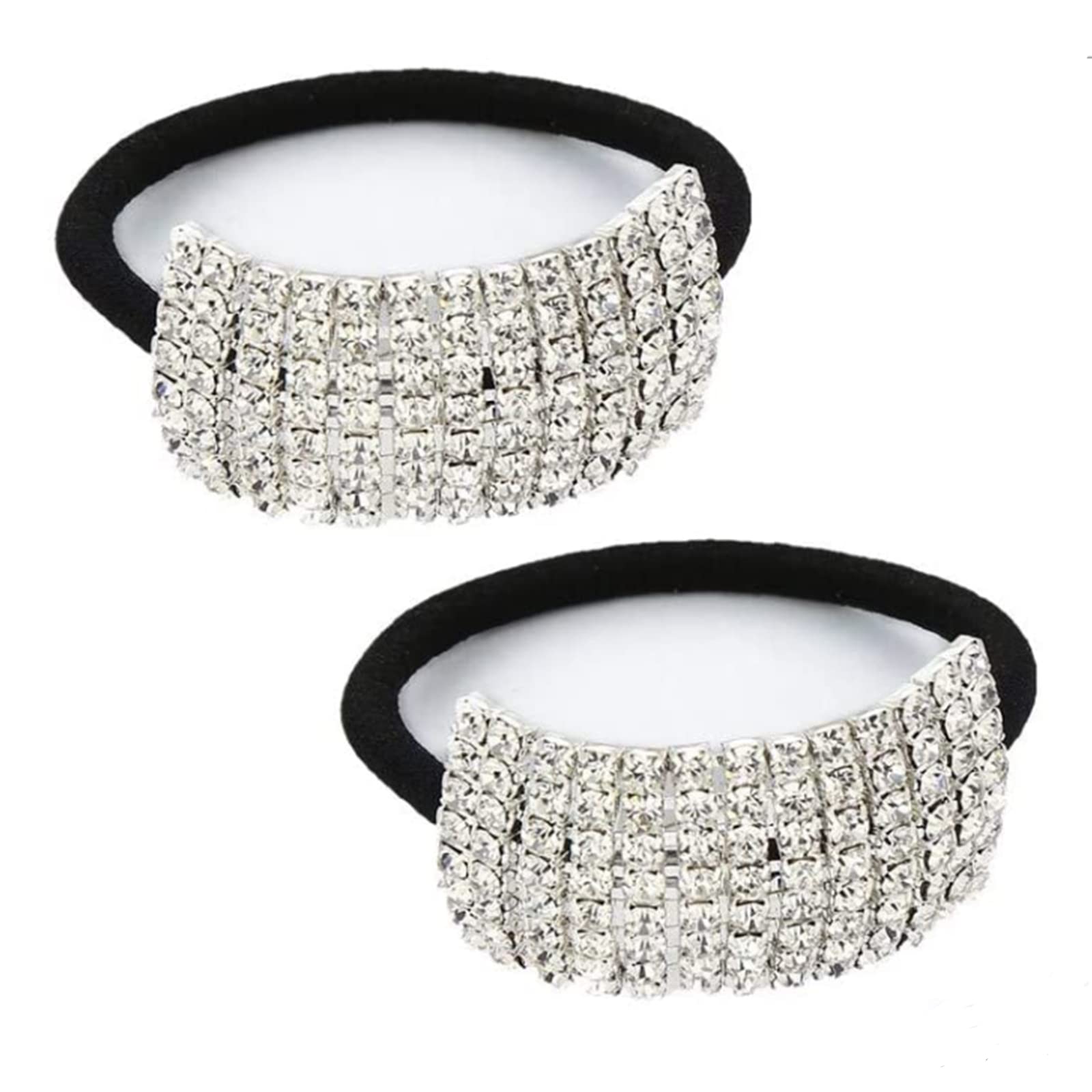 2 Pack Hair Band Rhinestone Hair Ties Elastic Crystal Hair Scrunchies Jewelry Rope Sparkling Ponytail Holder Elastic Ties Luxury Hold for Women Girl