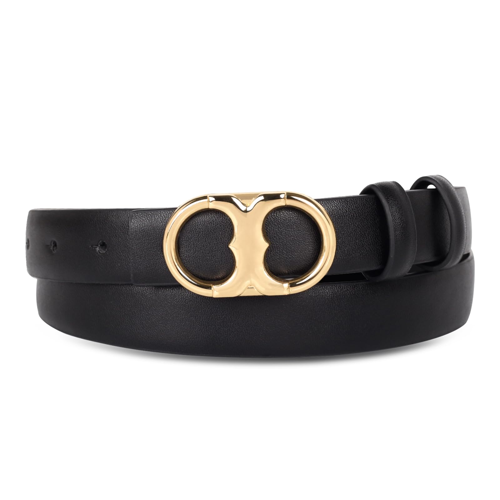 Women's Leather Belt with Buckle - Ideal for Dresses, Jeans, and Coats